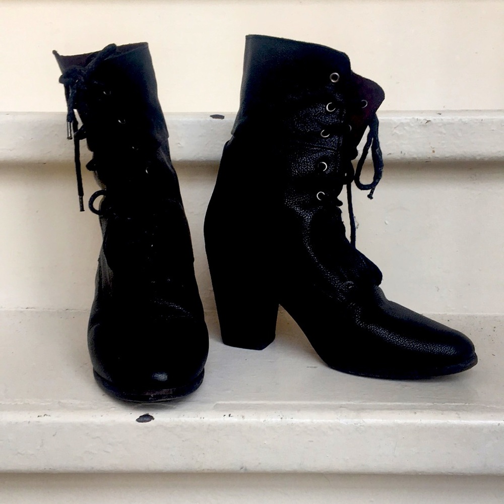 Black leather Rag&Bone high-heel boots.